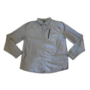 The North Face Button Up Shirt Zip Pocket Long Sleeve Sz Medium Gray Hiking